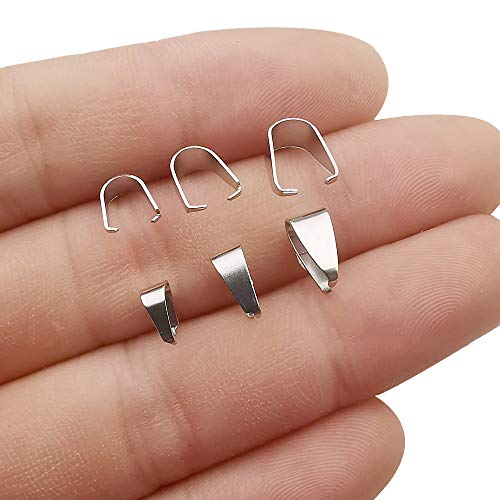 WOCRAFT 300pcs Mixed Stainless Steel Pinch Clip Clasp Bail Finish Necklace Clasps Pendant Clasps Claw Bail Pendant Clasps Pinch Clip Clasp Bail for Necklace Dangle Charm Pendant Connector (M397) - Image 3