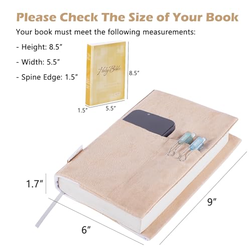 APLUFINE Velvet Book Cover for Paperbacks, Reusable Fabric Book Cover with Pockets, Adjustable Book Protector for Softcover Books, Journals & Bibles - Image 3