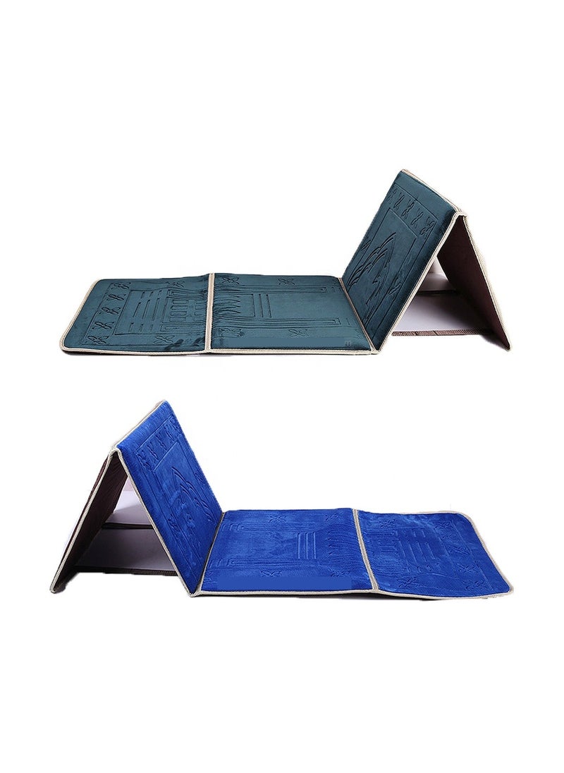 Generic - Set of 2pc Foldable Prayer Mat with Back Support Thick Padded for Extra Comfort & Tote Bag for Easy Travel-Perfect for Jumah, Ramadan, Hajj  any two random colours - Image 1