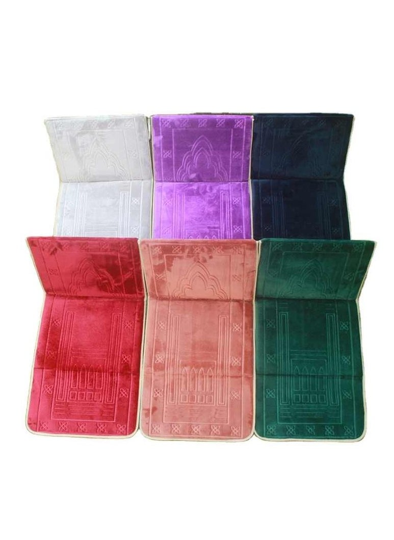 Generic - Set of 2pc Foldable Prayer Mat with Back Support Thick Padded for Extra Comfort & Tote Bag for Easy Travel-Perfect for Jumah, Ramadan, Hajj  any two random colours - Image 1