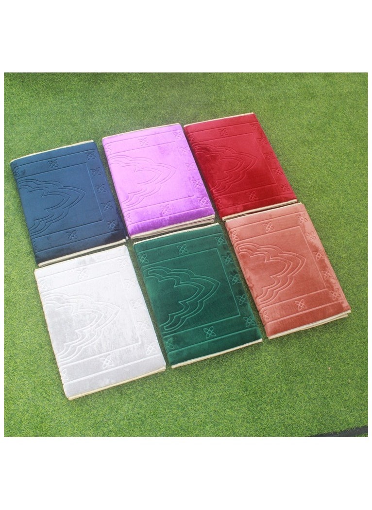 Generic - Set of 2pc Foldable Prayer Mat with Back Support Thick Padded for Extra Comfort & Tote Bag for Easy Travel-Perfect for Jumah, Ramadan, Hajj  any two random colours - Image 1