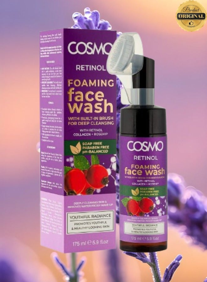 COSMO 8 Pieces Cosmo Retinol Foaming Facial Wash With Brush 175ML  - Image 2
