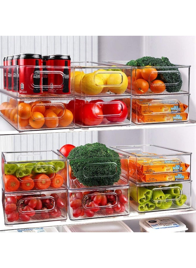 كيتشينو مجموعة من 3 صناديق تنظيم للثلاجة - منظمات ثلاجة قابلة للتكديس مع مقابض مفرغة للفريزر والمطبخ وسطح الطاولة والخزائن - رف تخزين طعام بلاستيكي شفاف - Image 4