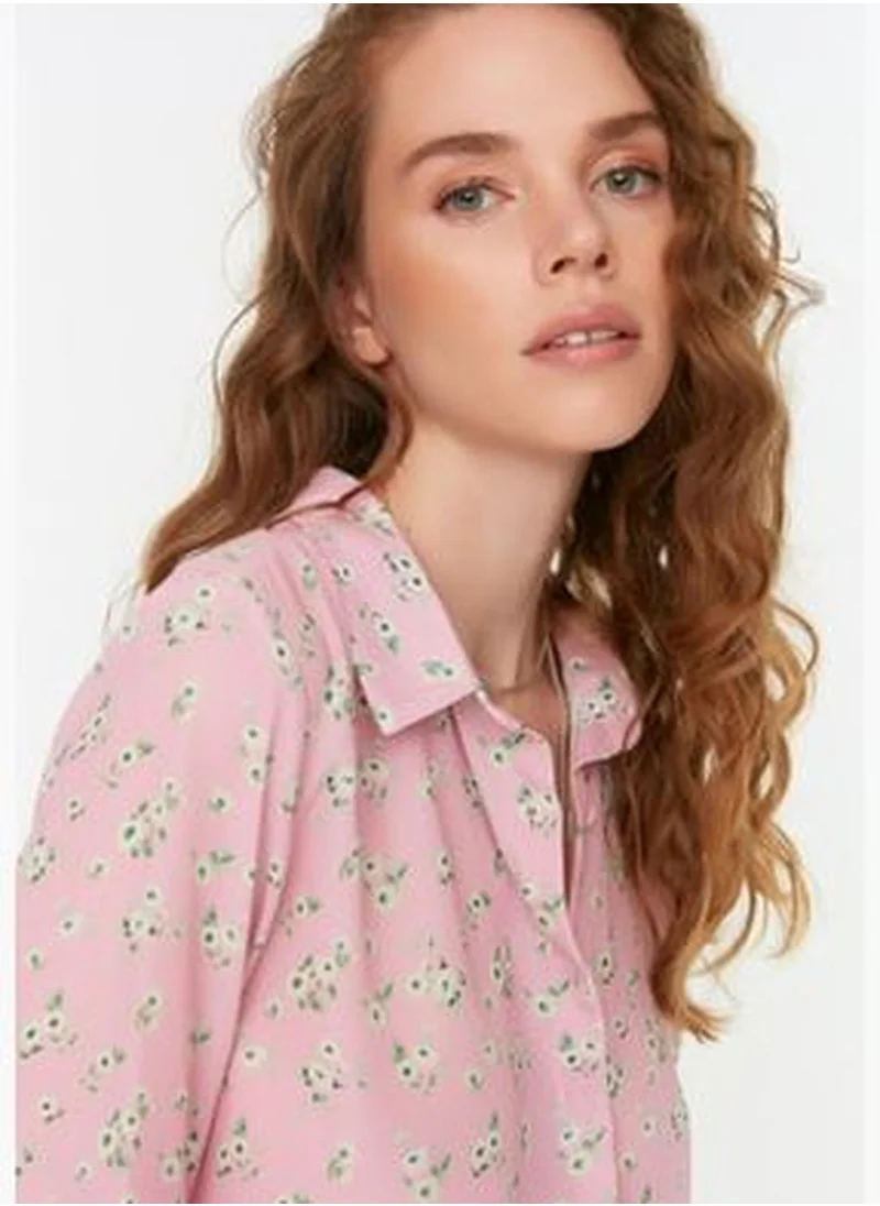 trendyol Pink Woven Floral Print Blouse TWOSS22BZ0459