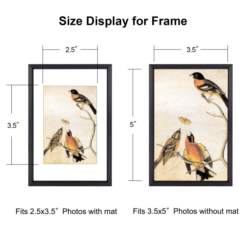 BKABOT 3.5x5 إطار الصورة مجموعة من 3 إطارات صور معدنية أسود مع زجاج HD يناسب 2.5x3.5 مع حصيرة أو 3.5 × 5 دون تعليق جدار حصيرة وعرض الجدول - Image 2