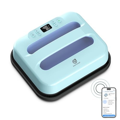 EASYCOUNT E Heat Press 12"X10", Smart Heat Press Machine with Built-in Bluetooth for T-Shirts, Pillows, Tote Bags & More,(Blue-Purple) - Image 1