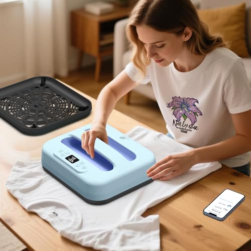 EASYCOUNT E Heat Press 12"X10", Smart Heat Press Machine with Built-in Bluetooth for T-Shirts, Pillows, Tote Bags & More,(Blue-Purple) - Image 5