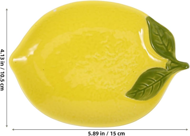 Amosfun 4pcs Ceramic Lemon Appetizer Plates Fruit Tray Salad Serving Container Sauce Dipping Dish Porcelain Dessert Platter Sushi Boat - Image 2