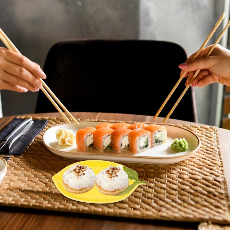 Amosfun 4pcs Ceramic Lemon Appetizer Plates Fruit Tray Salad Serving Container Sauce Dipping Dish Porcelain Dessert Platter Sushi Boat - Image 5