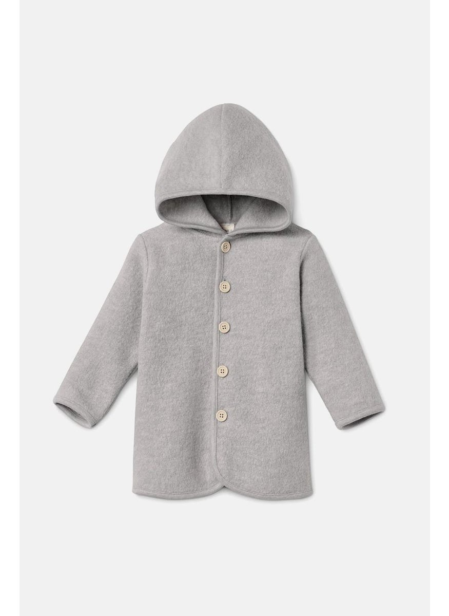 Tchibo Toddler Unisexs Walk Milled Jacket, Light Grey  - Image 2
