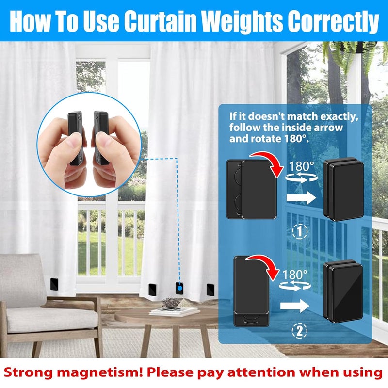 ANGAR 18pcs Outdoor Curtain Weights, Waterproof Magnetic Curtain Weights, Heavy Drapery Weights Bottom, Weighted Magnets for Heavy Wind, Shower Curtain, Garden Flag, Tablecloth (Black) - Image 5