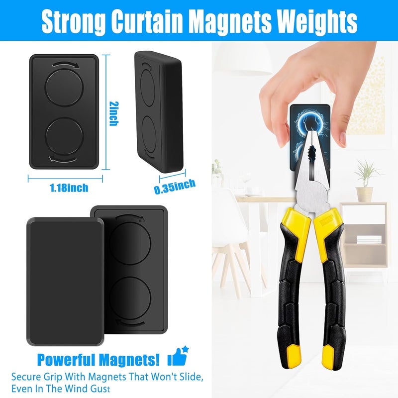 ANGAR 18pcs Outdoor Curtain Weights, Waterproof Magnetic Curtain Weights, Heavy Drapery Weights Bottom, Weighted Magnets for Heavy Wind, Shower Curtain, Garden Flag, Tablecloth (Black) - Image 3