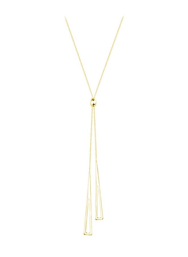 VIEN Triangle Clavicle Tassel Fashion Necklace for Women Stainless Steel Shiny Chain Pendant Necklace (GOLD) - Image 1