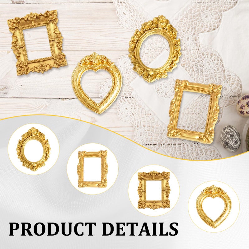 CZFSWT 12PCS Miniature Picture Frames, Mini Picture Frames, Vintage Mini Frames Suitable for DIY Jewelry Display, Holiday Party Decor, Photography Wall Props - Image 3