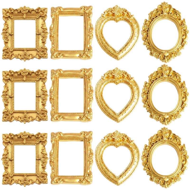 CZFSWT 12PCS Miniature Picture Frames, Mini Picture Frames, Vintage Mini Frames Suitable for DIY Jewelry Display, Holiday Party Decor, Photography Wall Props - Image 1
