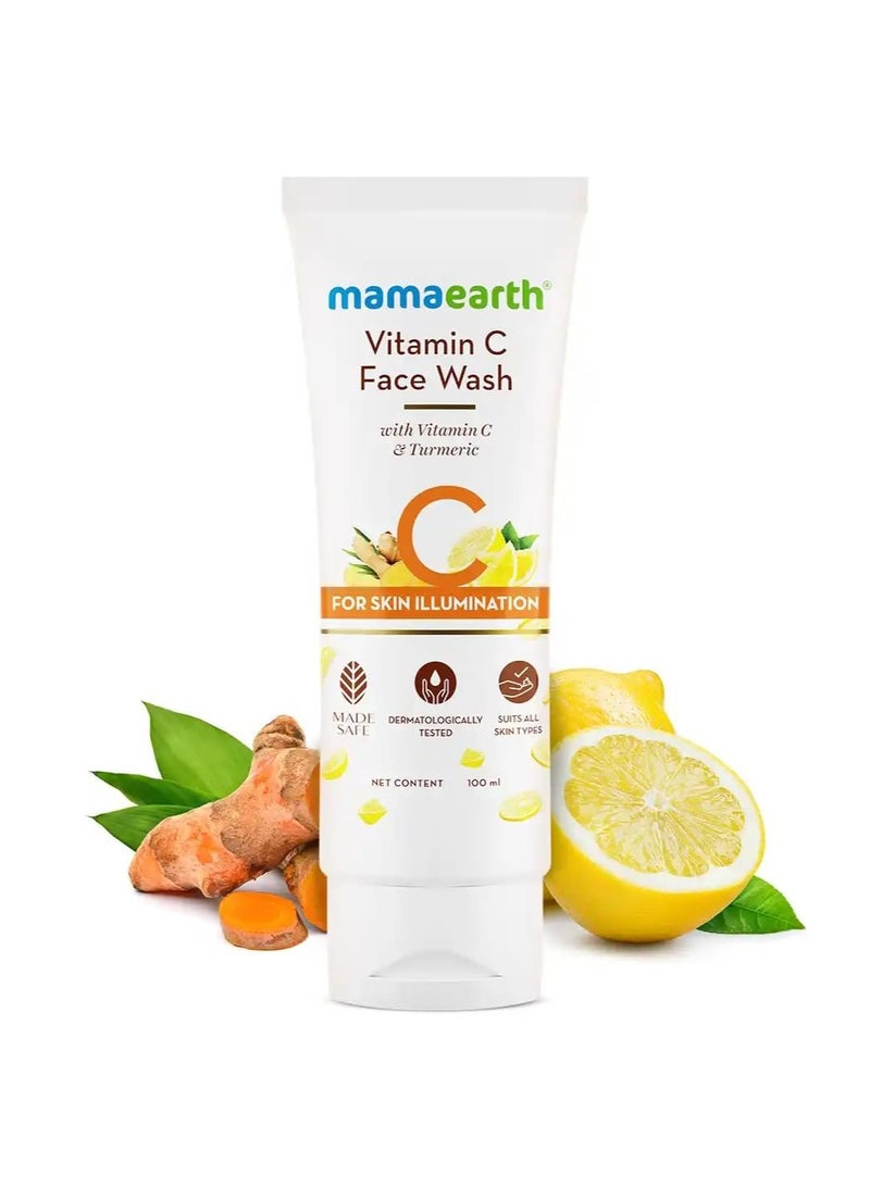 Mama Earth Vitamin C Face Wash with Vitamin C and Turmeric for Skin Illumination - 100ml - Image 1