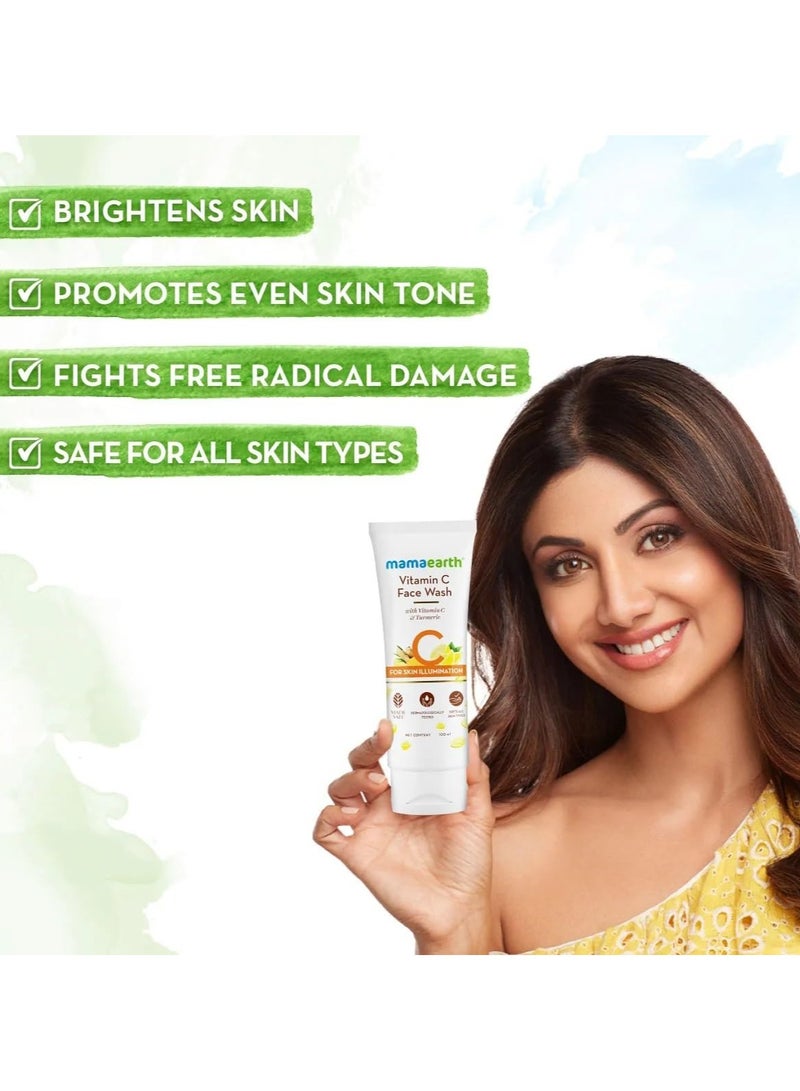 Mama Earth Vitamin C Face Wash with Vitamin C and Turmeric for Skin Illumination - 100ml - Image 2