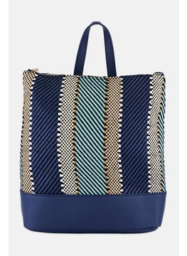 Moda Luxe Women Textured Elina Backpack 32 H x 35 L x 10 W cm, Navy  - Image 1