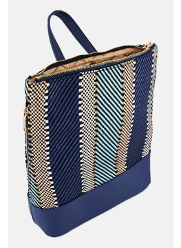 Moda Luxe Women Textured Elina Backpack 32 H x 35 L x 10 W cm, Navy  - Image 3