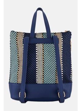 Moda Luxe Women Textured Elina Backpack 32 H x 35 L x 10 W cm, Navy  - Image 2