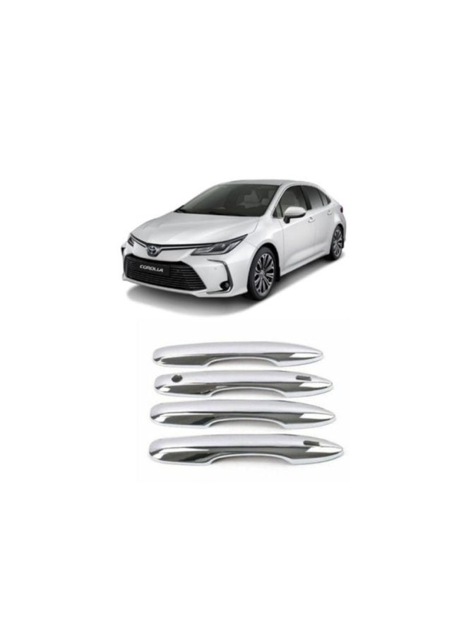 Chrome Door Handle Covers Compatible with Toyota Corolla 2019–2024 Non Smart Key, Stainless Steel Polished Finish, Strong Adhesive Installation - Image 1