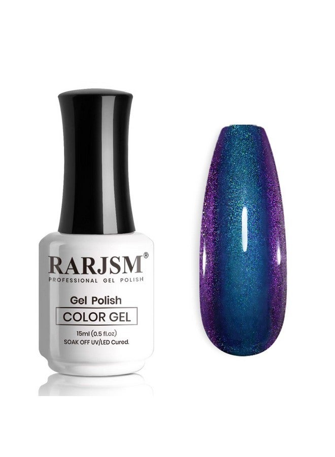 RARJSM Chameleon Gel Nail Polish Dark Blue To Purple Multichrome Color Changing Holographic Glitter Gel Polish Curing Requires Sparkle Shimmer Nail Gel Varnish Soak Off Diy At Home Salon 15Ml - Image 1