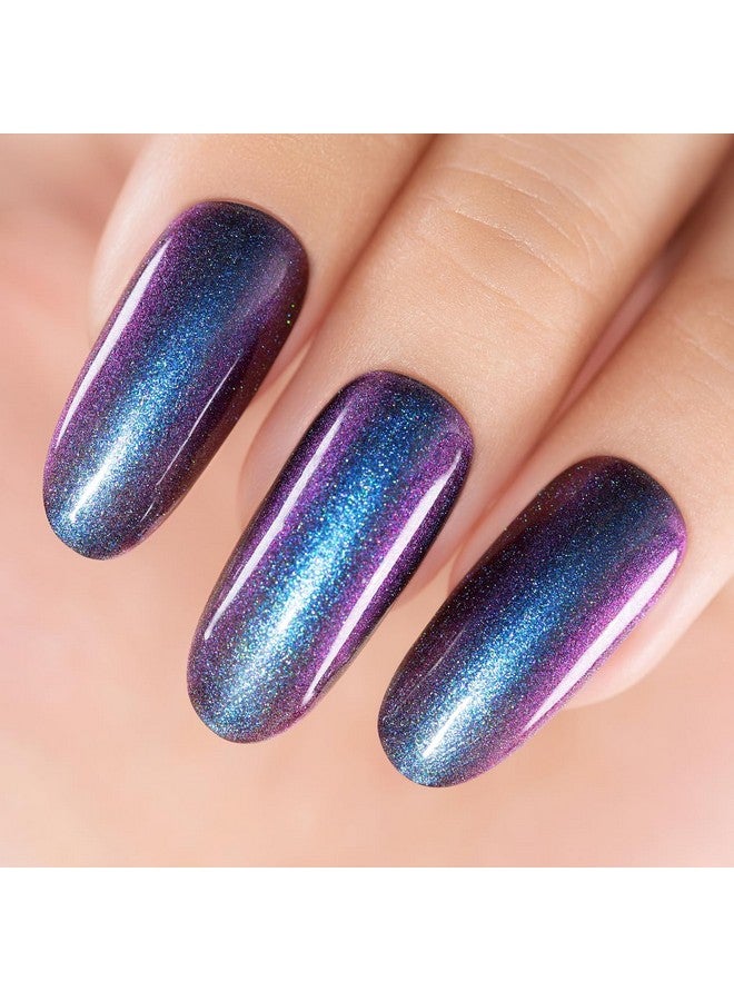 RARJSM Chameleon Gel Nail Polish Dark Blue To Purple Multichrome Color Changing Holographic Glitter Gel Polish Curing Requires Sparkle Shimmer Nail Gel Varnish Soak Off Diy At Home Salon 15Ml - Image 2