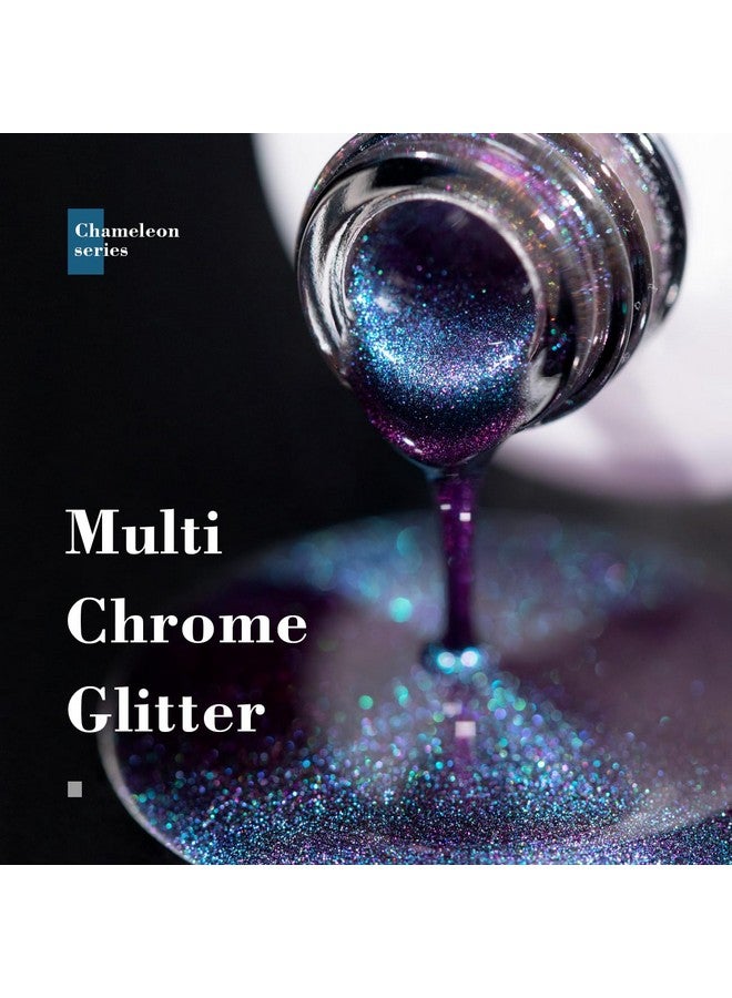 RARJSM Chameleon Gel Nail Polish Dark Blue To Purple Multichrome Color Changing Holographic Glitter Gel Polish Curing Requires Sparkle Shimmer Nail Gel Varnish Soak Off Diy At Home Salon 15Ml - Image 5