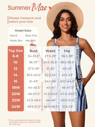 Summer Mae Swim Romper Women's One Piece Swimsuits with Pockets 2025 Blouson Modest Bathing Suits Blue Vertical Size 10 - Image 5