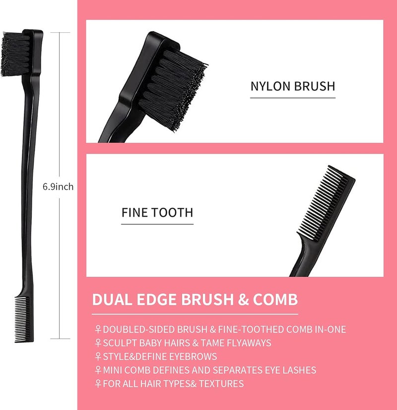 Goiple 3 Pieces Comb Set for Teasing, Edge & Back Brushing - Rat Tail & Edge Combs for Styling Women's Hair (Black) - Image 2