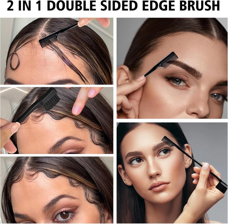Goiple 3 Pieces Comb Set for Teasing, Edge & Back Brushing - Rat Tail & Edge Combs for Styling Women's Hair (Black) - Image 5