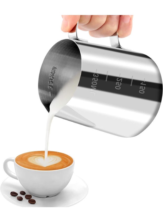 CYTHERIA Stainless Steel Milk Frothing Coffee Jug Silver 350ml - Image 1