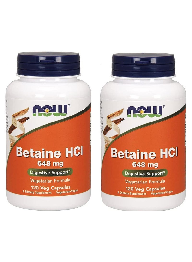 now Betaine Hcl 648 Mg With 150 Mg Of Pepsin 120 Capsules 2 Pack - Image 3