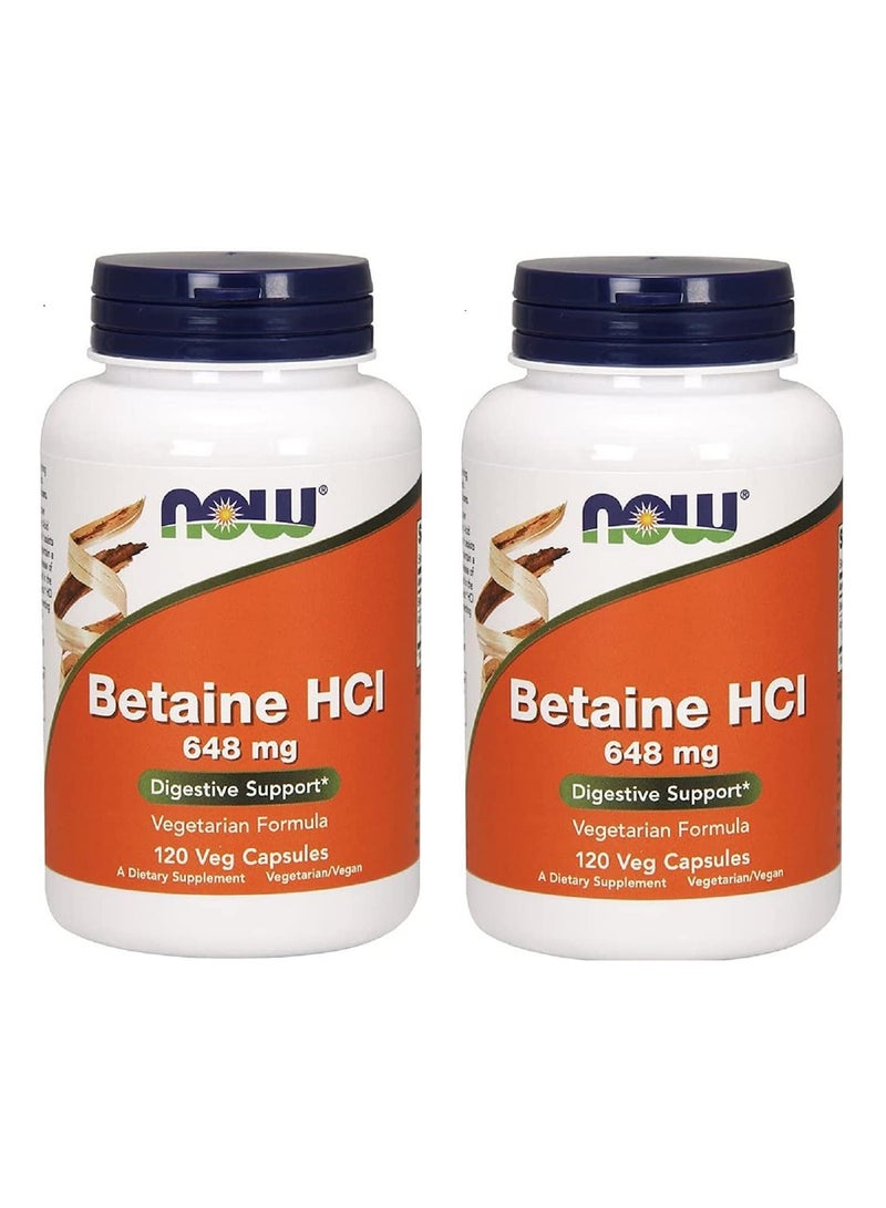 now Betaine Hcl 648 Mg With 150 Mg Of Pepsin 120 Capsules 2 Pack - Image 2