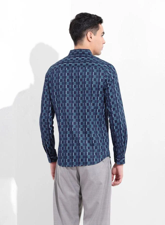 The Indian Garage Co Men Slim Fit Printed Cutaway Collar Full Sleeves Shirt