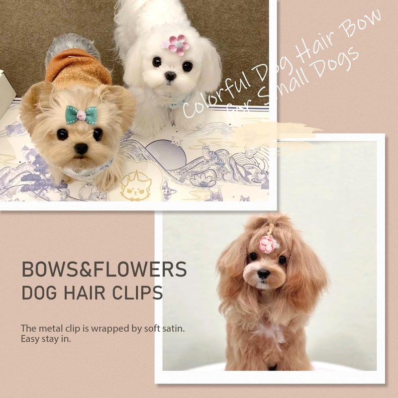 LCiclly Dog Hair Clips Small Dog Hair Bows Cute Pet Grooming Accessories Alligator Clips Stay In Hair Barrettes Flower Crown Hairpin Topknot Pet Headdress Bowknot Yorkie Puppy Maltese Girls Dogs (Pink) - Image 2