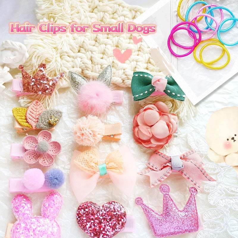 LCiclly Dog Hair Clips Small Dog Hair Bows Cute Pet Grooming Accessories Alligator Clips Stay In Hair Barrettes Flower Crown Hairpin Topknot Pet Headdress Bowknot Yorkie Puppy Maltese Girls Dogs (Pink) - Image 4