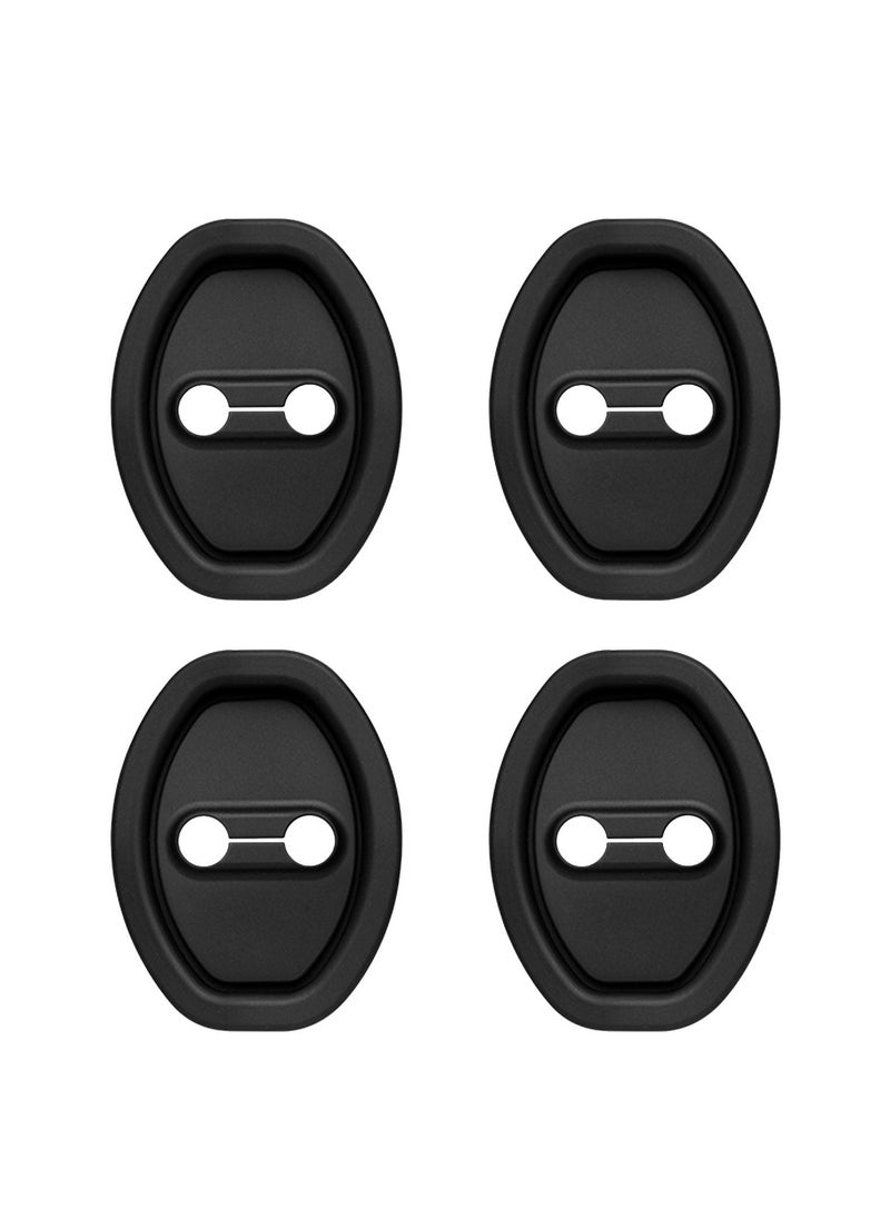 WINCA Pack of 4 Black Protection for Door Latch, Stainless Steel Car Door Protection Accessories, Door Lock Cover, Silicone Door Lock Protective Cover (KIA BLACK)  - Image 1