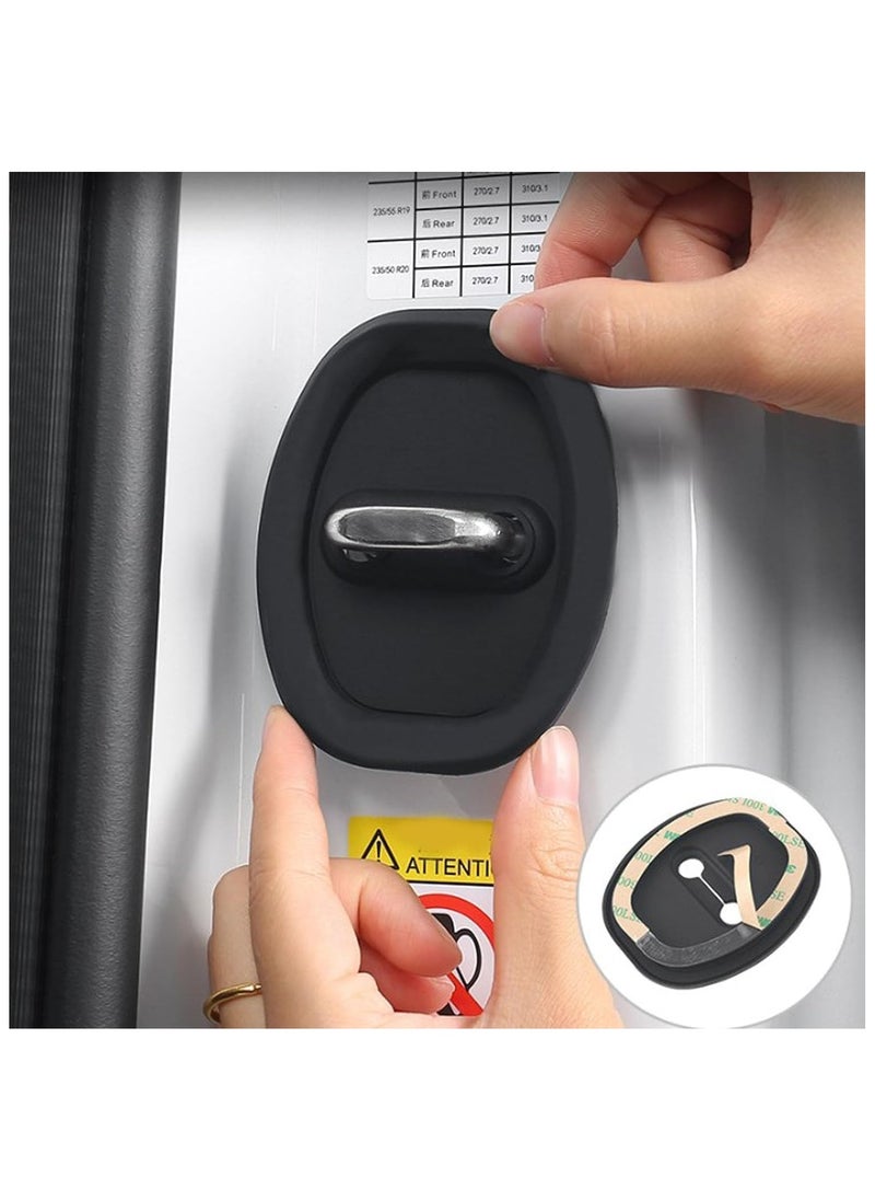 WINCA Pack of 4 Black Protection for Door Latch, Stainless Steel Car Door Protection Accessories, Door Lock Cover, Silicone Door Lock Protective Cover (KIA BLACK)  - Image 5