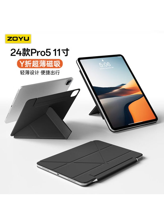 Zoyu Compatible With Apple M5 Chip Ipad Pro 11-inch Pro11 Case Y-fold Double-sided Magnetic Closure Tablet Protective Case Noble Black - Image 1