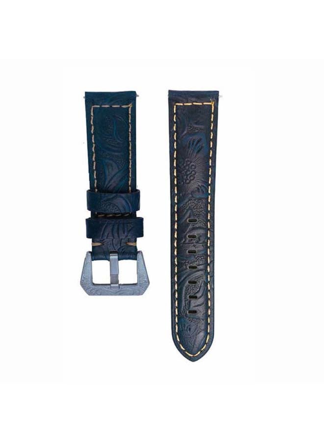 Perfii Genuine Leather Replacement Band For Huawei Watch GT2 Pro 22mm Blue - Image 2