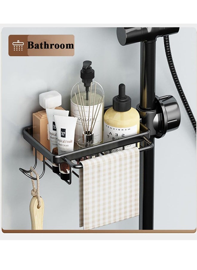 Generic - Faucet Holder with Drain Tray Kitchen Sink Caddy Organizer Over Faucet Hanging Faucet Drain Rack for Sink Organizer (Black) - Image 1