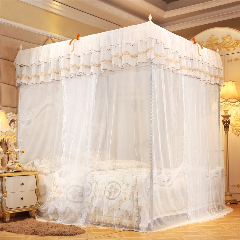 Three-Door Floor-Standing Palace Mosquito Net 1.35M1.5M 1.8M Encrypted Gauze Net Celebrity Mosquito Net Princess Style - Image 4