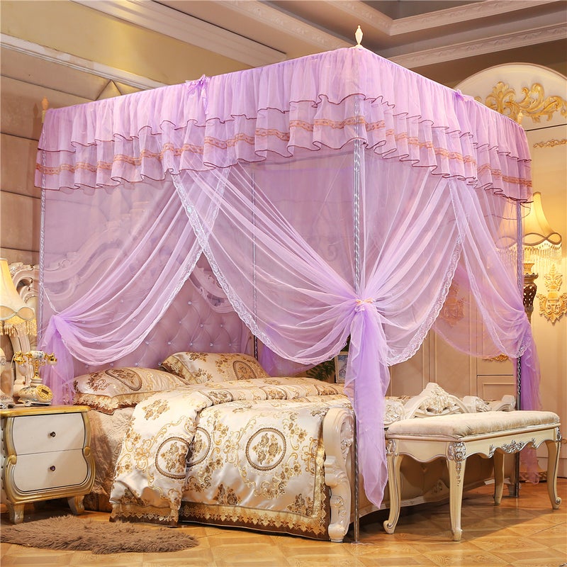 Three-Door Floor-Standing Palace Mosquito Net 1.35M1.5M 1.8M Encrypted Gauze Net Celebrity Mosquito Net Princess Style - Image 1