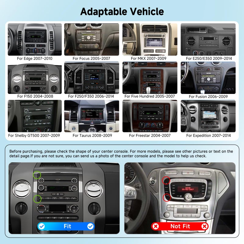 VECHTEL 4 Core+64G Android 13 Car Radio Stereo for Ford F150 F250 F350 2004-2014, 7 inch Touch Screen Car Stereo Wireless CarPlay Andriod Auto, Bluetooth, GPS, SWC, WiFi, FM, HD Backup Camera - Image 2