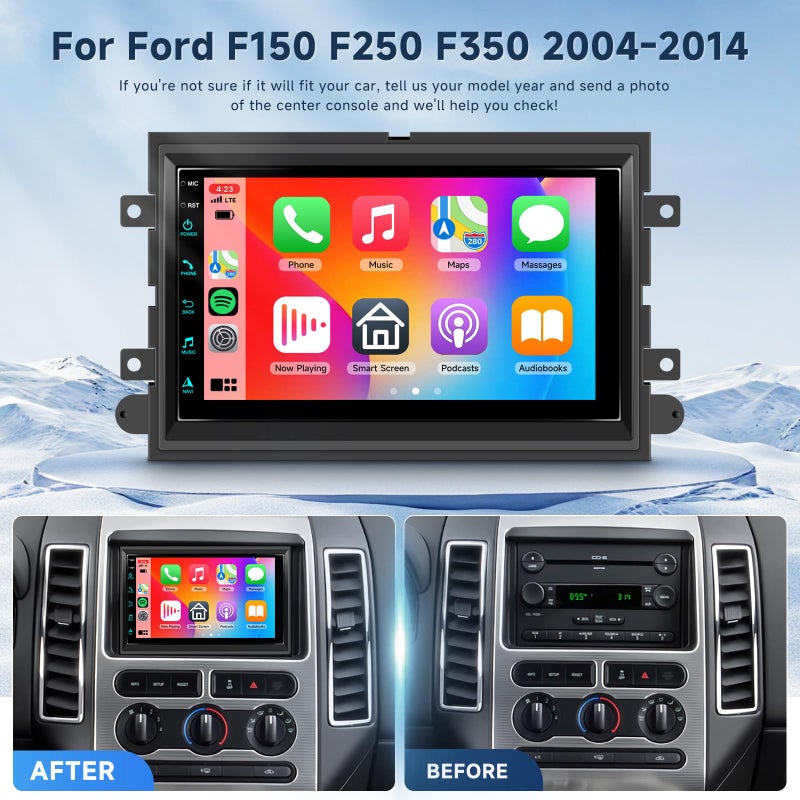 VECHTEL 4 Core+64G Android 13 Car Radio Stereo for Ford F150 F250 F350 2004-2014, 7 inch Touch Screen Car Stereo Wireless CarPlay Andriod Auto, Bluetooth, GPS, SWC, WiFi, FM, HD Backup Camera - Image 4