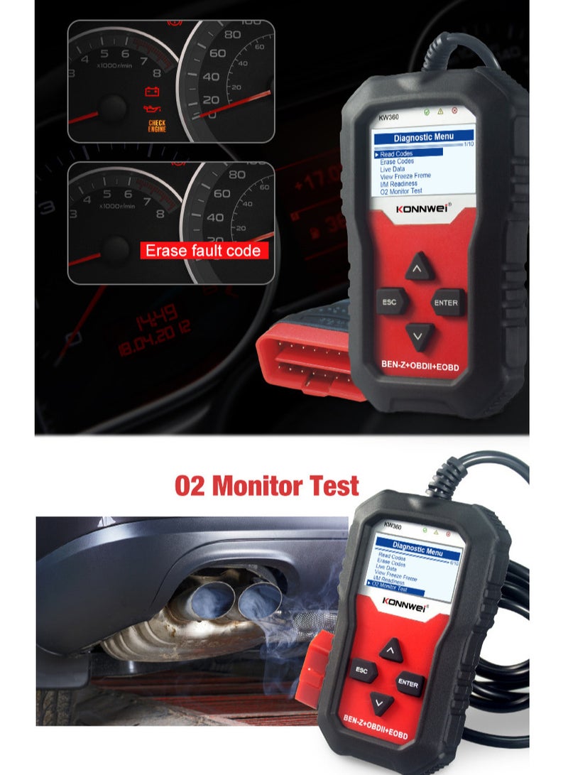 Konnwei ماسح ضوئي OBDII من KONNWEI لقراءة رموز الأعطال ومراقبة ضغط الإطارات وأداة تشخيص السيارات بديل لمرسيدس جميع السلاسل - Image 5