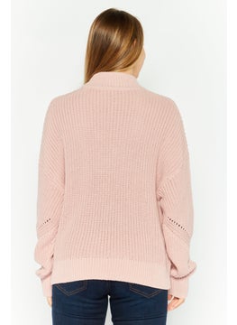 HUGO by Hugo Boss Women High Neck Textured Sweater, Pink  - Image 2