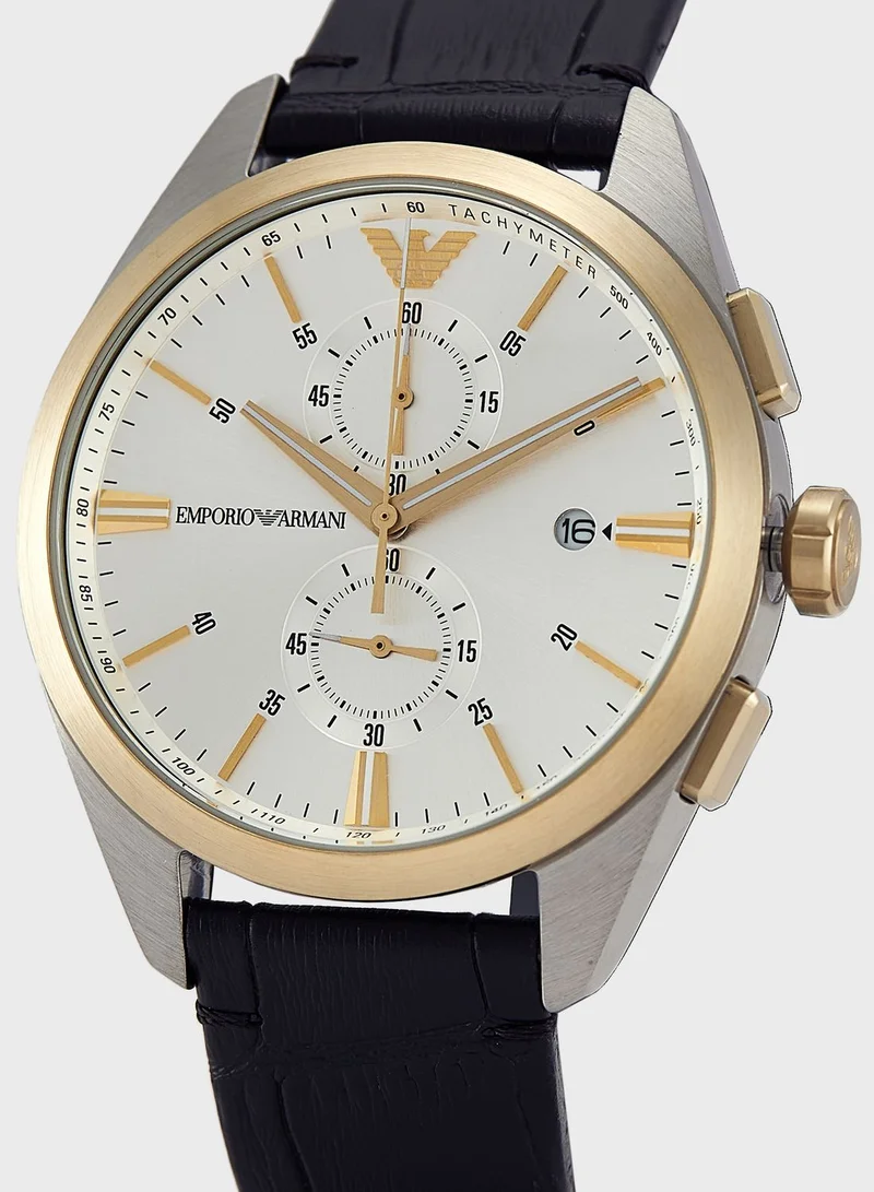 EMPORIO ARMANI Analog Leather Strap Watch