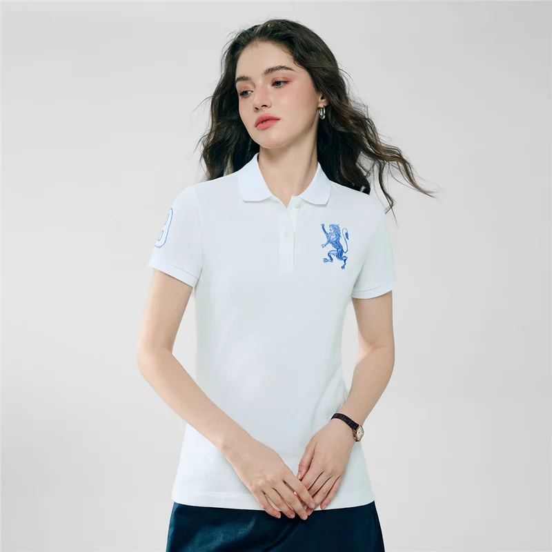 Giordano  Women’s Slim Fit Embroidered 3D Lion Polo for Women | Best Price UAE
